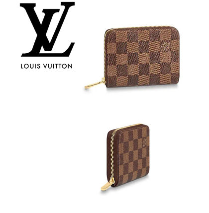 Louis Vuitton DAMIER 2020 21AW Leather Small Wallet Logo Coin Cases N63070 