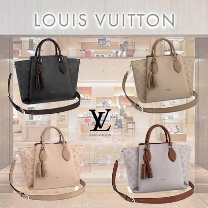 Louis Vuitton MAHINA Monogram Casual Style Unisex Tassel A4 3WAY Plain Leather M55553 M55029 M55031 M55030 