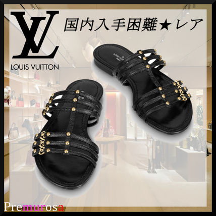 Louis Vuitton 2020 SS Studded Leather Party Style Elegant Style Mules Logo Sandals