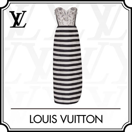Louis Vuitton 2020 SS Stripes Tight Maxi Silk Long Dresses 1A634V 