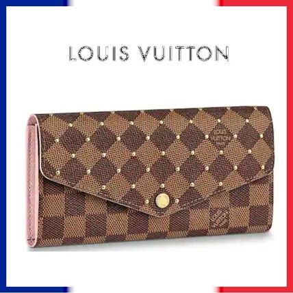 Louis Vuitton DAMIER Leather Logo Long Wallets 