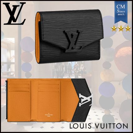 Louis Vuitton EPI 2020 SS Unisex Leather Folding Wallet Small Wallet Logo 