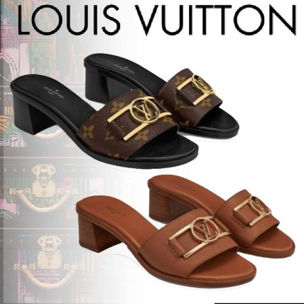 Louis Vuitton LOCKIT 2020 SS Monogram Open Toe Casual Style Blended Fabrics Plain Leather 1A64IH 1A660F 