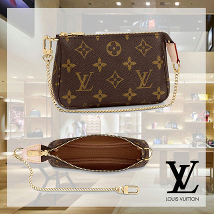 Louis Vuitton MONOGRAM 2019 20AW Monogram Canvas Chain Leather Logo PouchesCosmetic Bags 