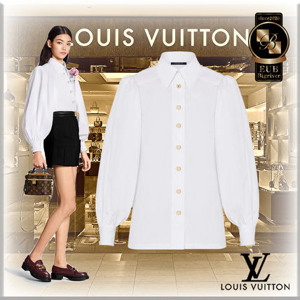 Louis Vuitton Casual Style Long Sleeves Cotton Elegant Style Puff Sleeves 