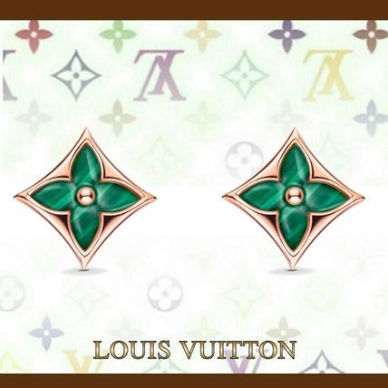 Louis Vuitton 2020 SS Color Blossom Bb Star Ear Stud Pink Gold And Malachite Q96672 