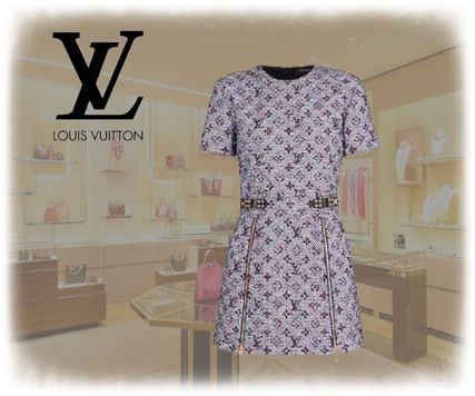 Louis Vuitton 2020 Cruise Crew Neck Short Monogram Casual Style Unisex Wool Tweed 