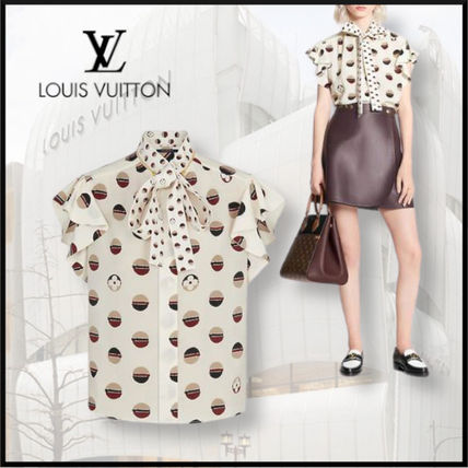 Louis Vuitton MONOGRAM 2020 SS Flounce Sleeve Lavaliere Blouse 1A842W 