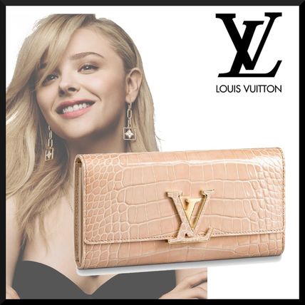 Louis Vuitton CAPUCINES 2019 20AW Crocodile Blended Fabrics Logo Long Wallets N95262 