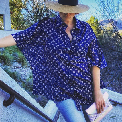 Louis Vuitton 2020 SS Monogram Cotton Long Short Sleeves Logo ShirtsBlouses 