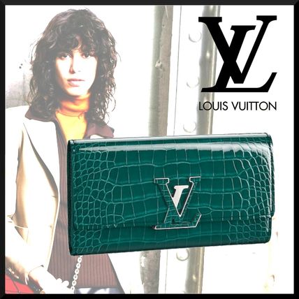 Louis Vuitton CAPUCINES 2019 20AW Crocodile Blended Fabrics Logo Long Wallets N90285 