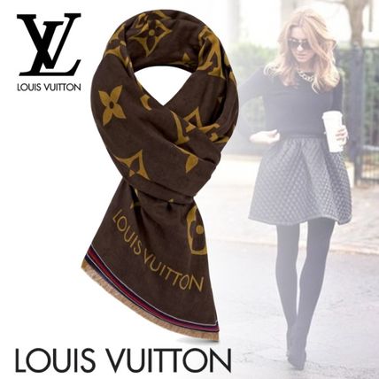 Louis Vuitton 2020 21AW Monogram Cotton Fringes Logo KnitFur Scarves M76366 