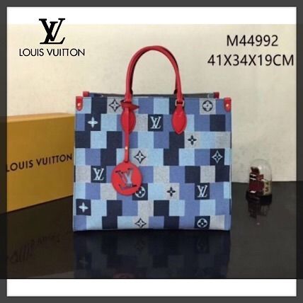Louis Vuitton DAMIER Monogram Unisex Canvas Bi color Leather Elegant Style Logo 
