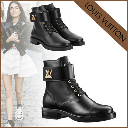 Louis Vuitton Platform Round Toe Casual Style Plain Leather Office Style 1A1IY2 