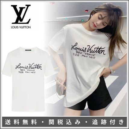 Louis Vuitton 2020 SS Monogram Street Style U Neck Plain Cotton Medium 1A7XNH 