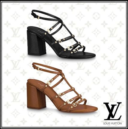 Louis Vuitton 2020 21AW Casual Style Blended Fabrics Studded Leather Block Heels