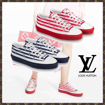 Louis Vuitton 2020 SS Stripes Monogram Round Toe Rubber Sole Casual Style Unisex 1A7U4T 1A7U59 