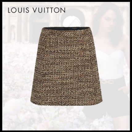 Louis Vuitton Short Wool Silk Tweed Logo Mini Skirts 1A83YQ 