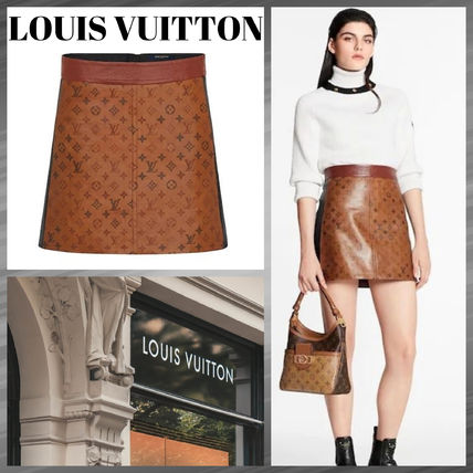 Louis Vuitton 2020 21AW Short Monogram Casual Style Leather Elegant Style Skirts 