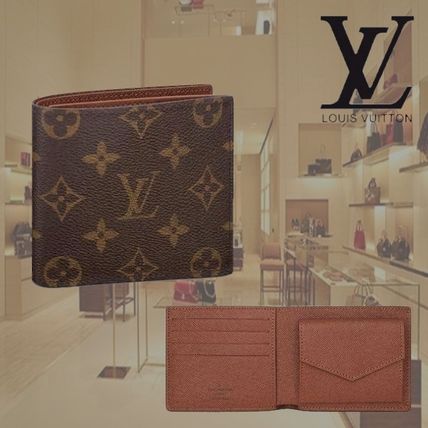 Louis Vuitton Monogram Leather Logo Folding Wallets 