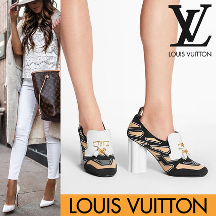 Louis Vuitton 2020 SS Leather Block Heels Party Style Elegant Style Formal Style 