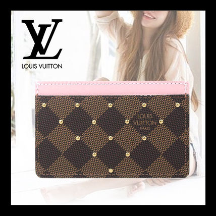 Louis Vuitton DAMIER Leather Logo Card Holders 