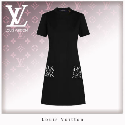 Louis Vuitton 2019 SS Crew Neck Casual Style Blended Fabrics Plain Cotton 1A5RJJ