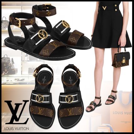Louis Vuitton 2020 SS Monogram Open Toe Casual Style Plain Leather Elegant Style 1A677T 