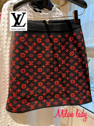 Louis Vuitton Monogram Wool Knit A Line Mini Skirt 1A8389 
