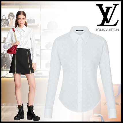 Louis Vuitton MONOGRAM 2019 SS Short Monogram Long Sleeves Plain Cotton