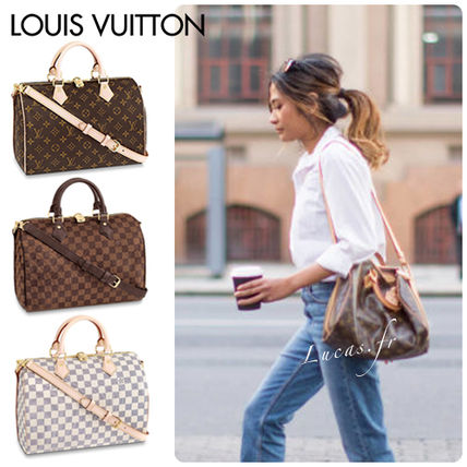 Louis Vuitton SPEEDY Monogram 2WAY Leather Crossbody BostonDuffles 