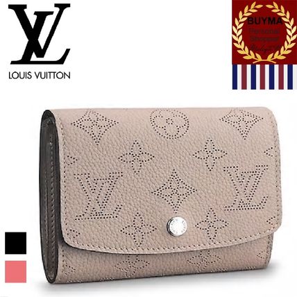 Louis Vuitton MAHINA 2018 19AW Plain Leather Folding Wallet Logo Folding Wallets 
