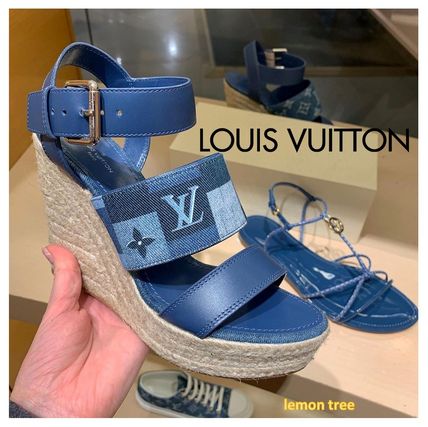 Louis Vuitton MONOGRAM Starboard Wedge Sandals 1A666F 