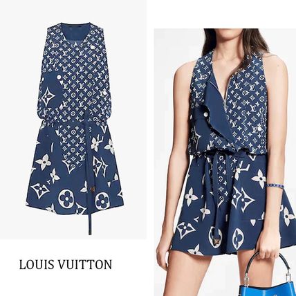 Louis Vuitton Short Monogram Casual Style Silk Sleeveless Bi color 1A7SEN 