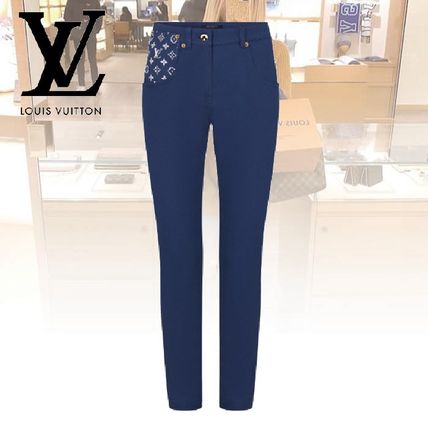 Louis Vuitton 2020 SS Monogram Denim Plain Cotton Long Logo Jeans 1A7TIF 