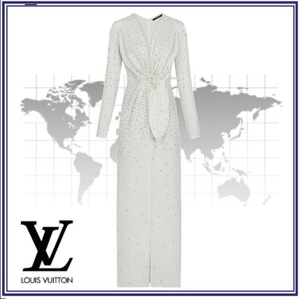 Louis Vuitton 2020 SS Silk Blended Fabrics Long Sleeves Plain Long Party Style 