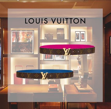 Louis Vuitton Monogram Leather Logo Belts