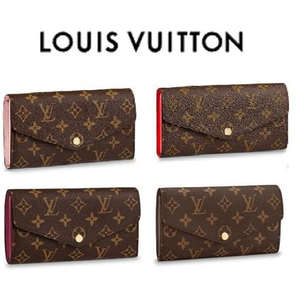 Louis Vuitton PORTEFEUILLE SARAH Monogram Blended Fabrics Leather Long Wallets 