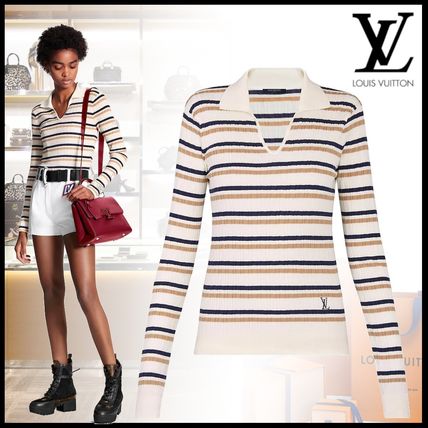 Louis Vuitton 2020 Cruise Stripes Casual Style Wool V Neck Long Sleeves Medium 1A61WH 1A61WG 1A61WF 1A61WE 1A61WD 