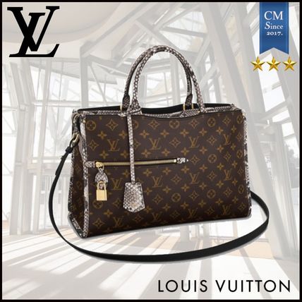 Louis Vuitton MONOGRAM 2020 SS Monogram Canvas 2WAY Leather Python Crossbody Logo Handbags 