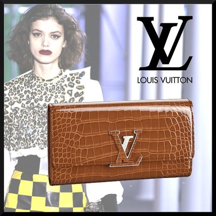 Louis Vuitton CAPUCINES 2019 20AW Crocodile Blended Fabrics Logo Long Wallets N93898 
