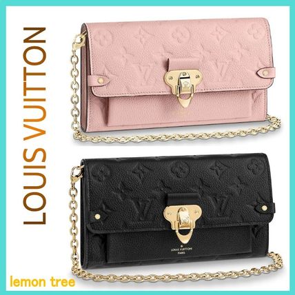 Louis Vuitton Monogram Plain Leather Chain Wallet Small Shoulder Bag 