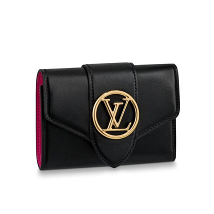 Louis Vuitton PONT NEUF Plain Leather Folding Wallet Logo Folding Wallets M69175 