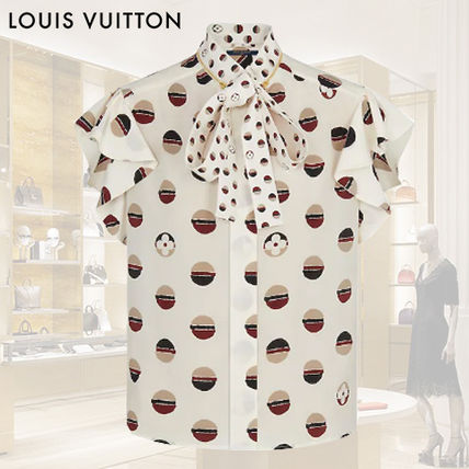 Louis Vuitton Short Dots Monogram Casual Style Silk Office Style 
