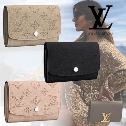 Louis Vuitton MAHINA 2020 SS Monogram Unisex Calfskin Leather Folding Wallet Logo 