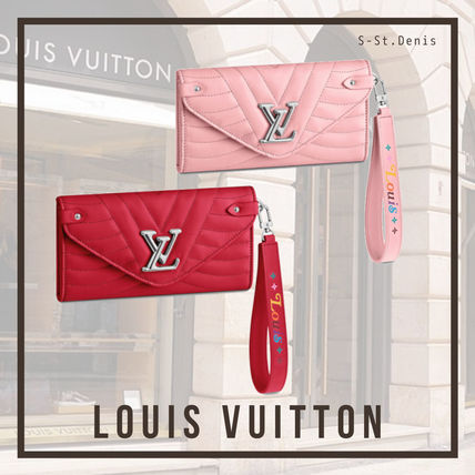 Louis Vuitton 2020 SS Plain Leather Folding Wallet Logo Neon Color Long Wallets M63729 M63299 