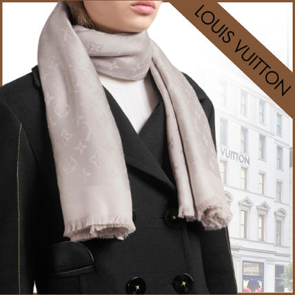 Louis Vuitton Wool Silk Plain Logo Lightweight ScarvesShawls M71336 MONOGRAM SHAWL 
