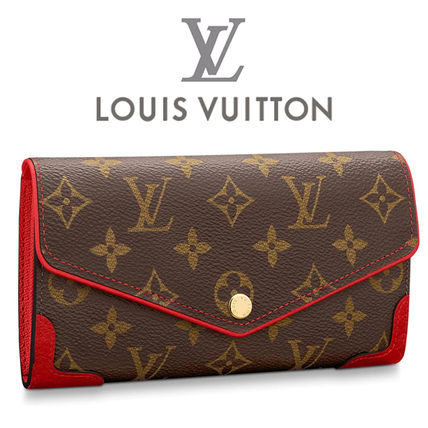 Louis Vuitton PORTEFEUILLE SARAH Monogram Leather Folding Wallet Logo Long Wallets M61184 