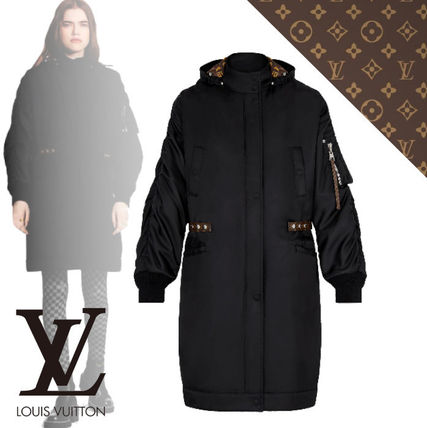 Louis Vuitton 2019 20AW Oversized Black Parka With Monogram Lining 1A81XT 