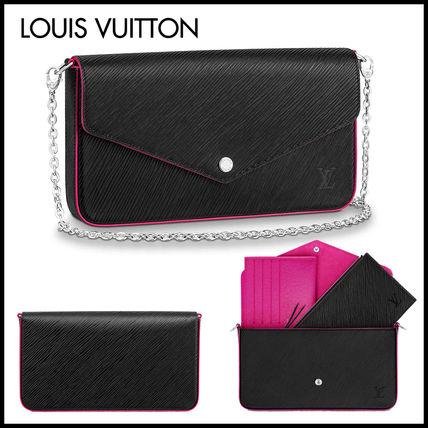 Louis Vuitton Blended Fabrics Bi color Chain Plain Leather Bridal Logo 